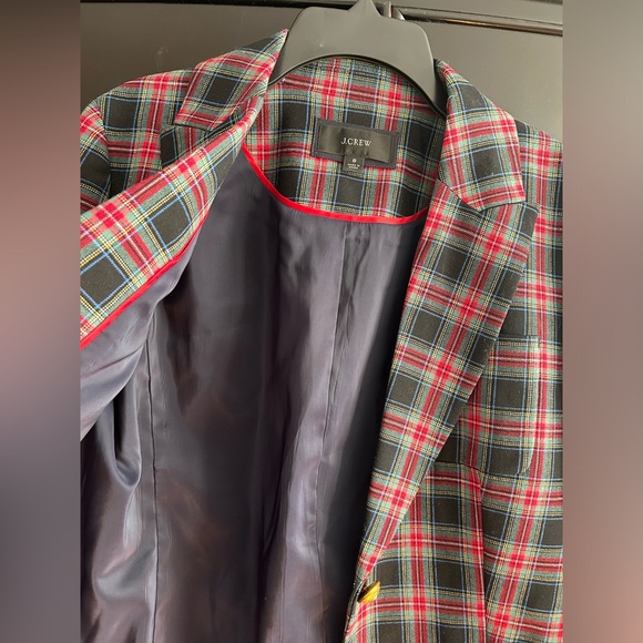 NWOT J.Crew Shrunken Blazer in Black Stewart Tartan Plaid Wool Jacket Sz 8 - Picture 5 of 8